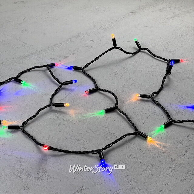 Светодиодная гирлянда Quality Light Cap 100 разноцветных LED, 10 м, черный ПВХ, соединяемая, IP65 BEAUTY LED