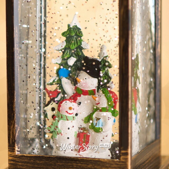 Новогодний фонарь-сноуболл Норберг: Снеговик 31 см, на батарейках Peha