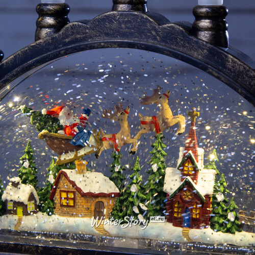 Рождественская горка со снежной композицией Путешествие Санты 33*26 см, LED подсветка, батарейка Peha