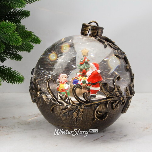 Светящийся снежный шар Wonderful Time: Санта 25 см, на батарейках Peha