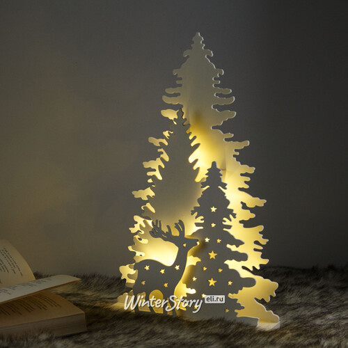 Новогодний светильник Ильмнио 35 см белый, 15 теплых белых LED ламп, на батарейках Peha