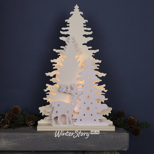 Новогодний светильник Ильмнио 35 см белый, 15 теплых белых LED ламп, на батарейках Peha