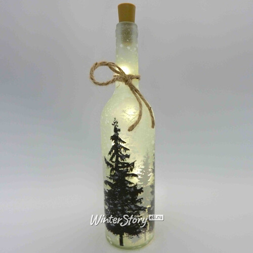 Новогодний светильник - бутылка Зимний Лес светлая 29 см, на батарейках Peha