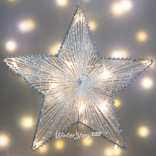 Декоративный светильник Звезда - Снежная Катарина 30 см, 10 LED ламп, на батарейках, IP20 Peha