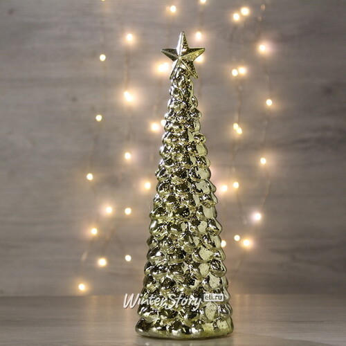 Новогодний светильник Космо Gold - Елочка Ларсен 26 см на батарейках, 10 LED ламп Peha