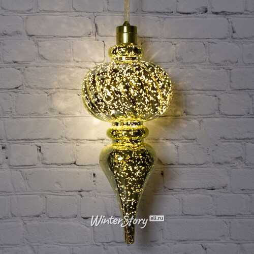 Светящееся новогоднее украшение Сосулька Космо Gold 26 см, 10 теплых белых LED ламп, на батарейках Peha