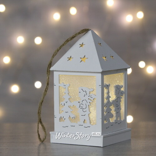 Новогодний домик-фонарик Сияющие огни - Малыш у Ёлочки 12 см, подвеска Peha