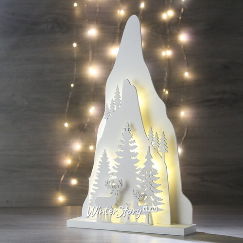 Новогодний светильник Таинство снежных гор - Лесная семья 38*23 см на батарейках, 15 LED ламп Peha