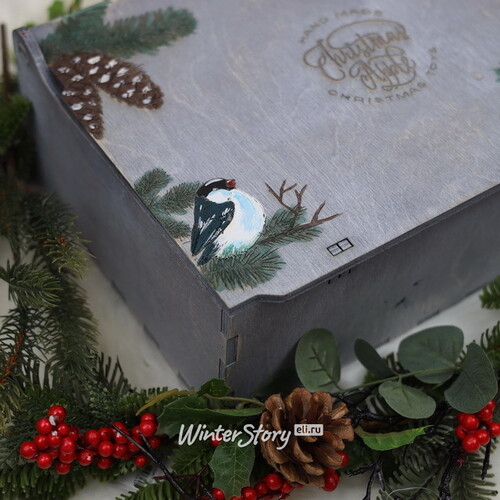 Деревянный подарочный ящик Wood Line: Grey 36 см Christmas Apple
