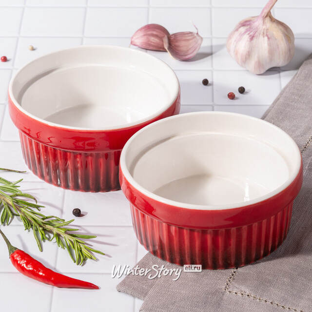 Керамическая форма для выпечки - рамекин Мальта 11 см 2 шт красная Koopman