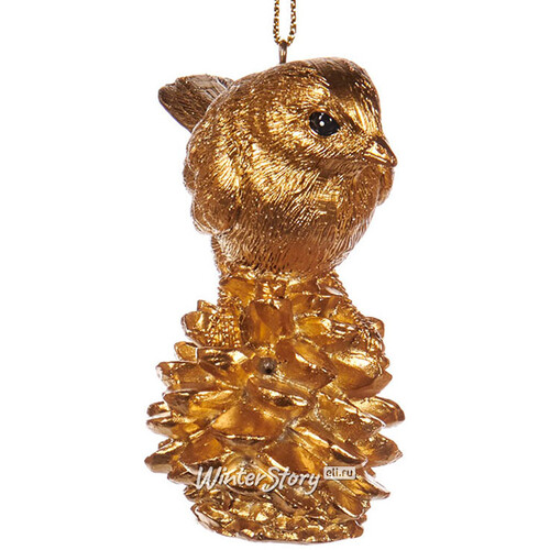 Елочная игрушка Golden Christmas - Лесной Воробушек на шишке 7 см, подвеска Goodwill