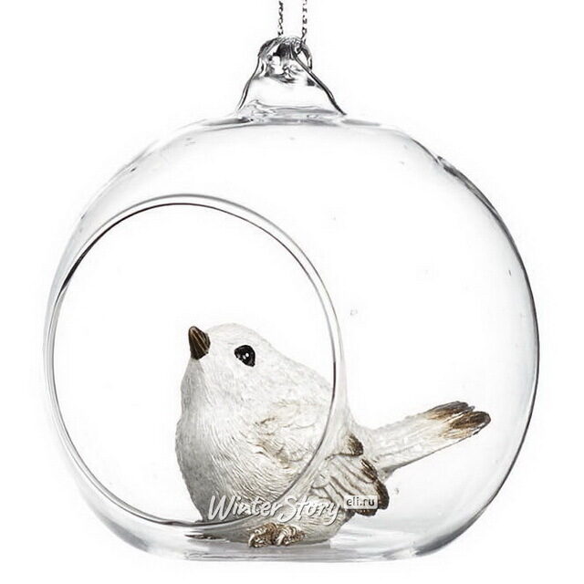 Стеклянный елочный шар с композицией Птичка Рино Ямаоко 9 см Goodwill (Гудвилл)