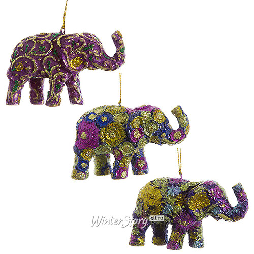 Елочная игрушка Индийский Слон - Роза 9 см, подвеска Goodwill