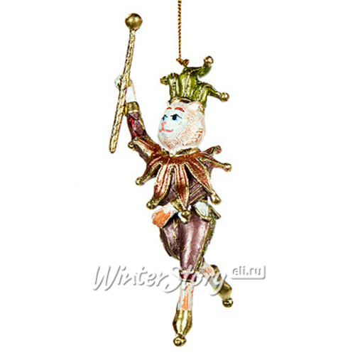 Елочная игрушка Кот Венецианский Музыкант в Розовом 13 см, подвеска Goodwill