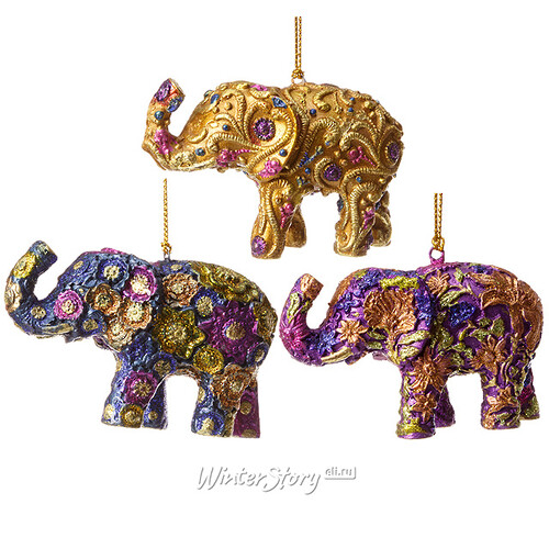 Елочная игрушка Цветочный Слон-3 9 см, подвеска Goodwill