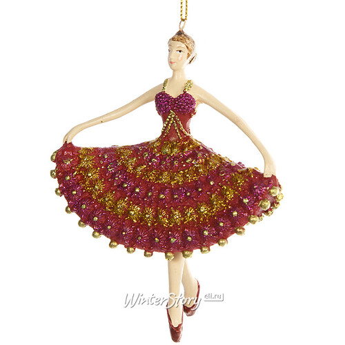 Елочная игрушка Балерина Кармен 13 см с красным лифом, подвеска Goodwill