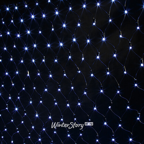 Гирлянда сетка Super Rubber 1.9*1.6 м, 320 холодных белых LED, черный каучук, соединяемая, IP44 Snowhouse
