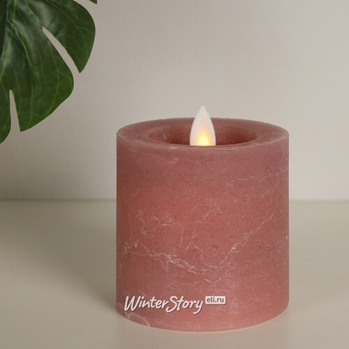 Светодиодная свеча с имитацией пламени Arevallo 7.5 см, розовая, батарейка Peha
