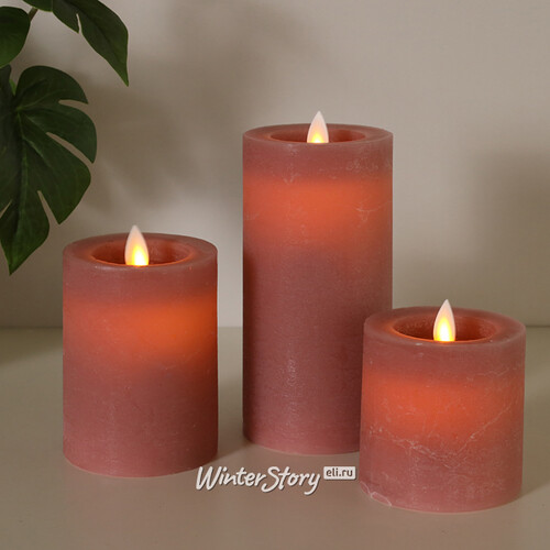 Светодиодная свеча с имитацией пламени Arevallo 15 см, розовая, батарейка Peha