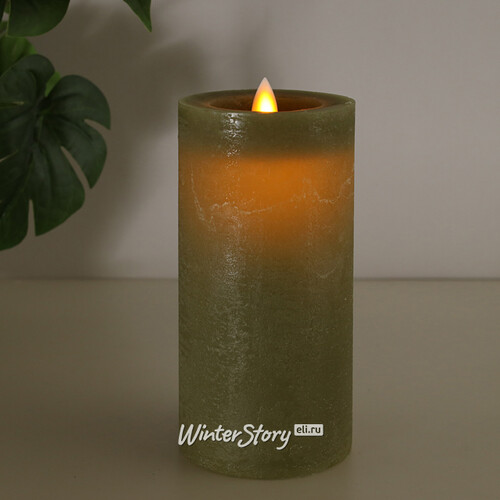 Светодиодная свеча с имитацией пламени Arevallo 15 см, оливковая, батарейка Peha