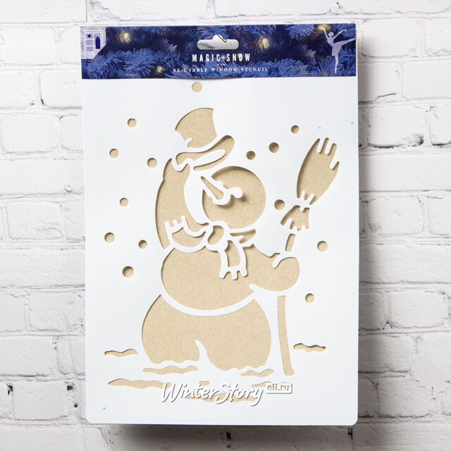 Новогодний трафарет Снеговик в цилиндре 30*21 см Peha