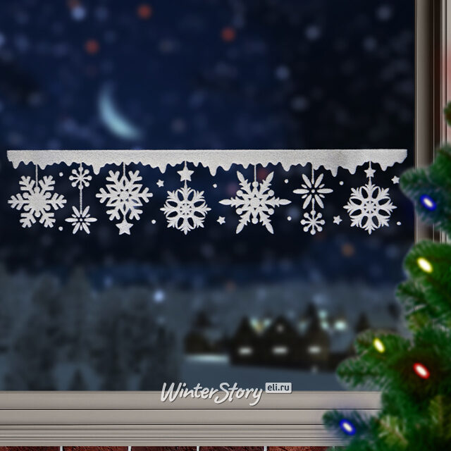 Наклейки для окна Танцующие Снежинки 40*10 см Peha