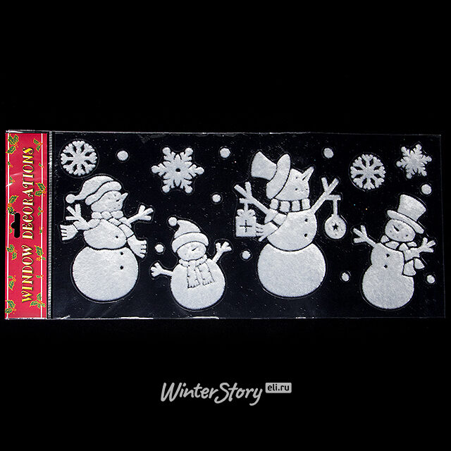 Наклейки для окна Семья Снеговичков 40*30 см Peha