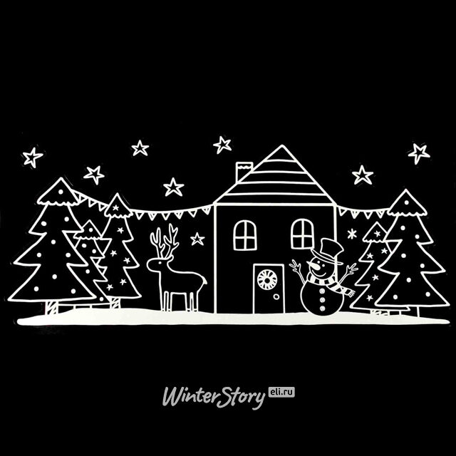 Новогодние наклейки на окна Праздничный городок 49*23 см Peha