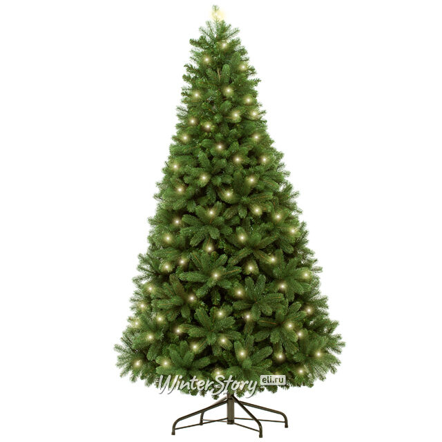 Искусственная елка с лампочками Русская Красавица Премиум 150 см, 140 теплых белых LED ламп, ЛИТАЯ 100% Царь Елка