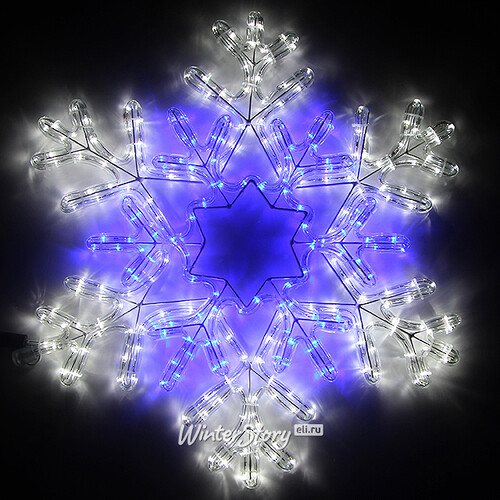 Светодиодная Снежинка Кристальная 72 см, холодная белая с синим, 378 LED ламп, соединяемая, IP44 Snowhouse