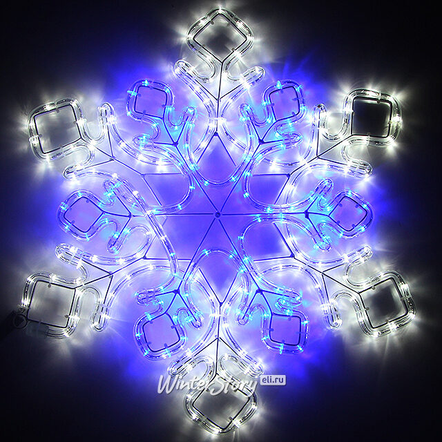 Светодиодная Снежинка Морозная 72 см холодная белая с синим, 432 LED лампы, соединяемая, IP44 Snowhouse (Сноухаус)