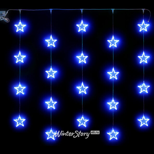 Светодиодный занавес Синие Звезды 2*2 м, прозрачный СИЛИКОН+ПВХ, соединяемый, IP54 Rich Led