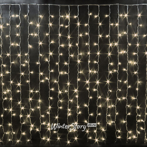 Гирлянда Дождь Rich Led Cap 2*1.5 м, 300 теплых белых LED ламп, мерцание, белый ПВХ, соединяемая, IP65 Rich Led