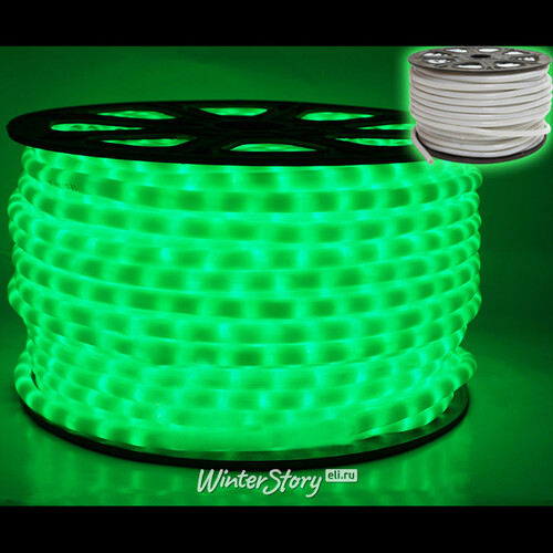 Светодиодный дюралайт Молочный матовый 13 мм зеленый, 100 м, двухжильный, 3600 LED, IP65 Rich Led