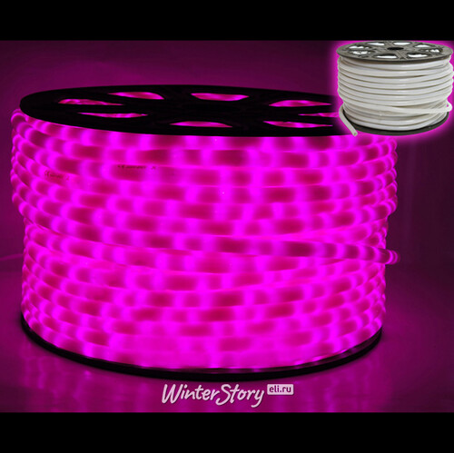 Светодиодный дюралайт Молочный матовый 13 мм розовый, 100 м, двухжильный, 3600 LED, IP65 Rich Led