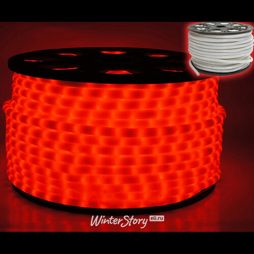 Светодиодный дюралайт Молочный матовый 13 мм красный, 100 м, двухжильный, 3600 LED, IP65 Rich Led