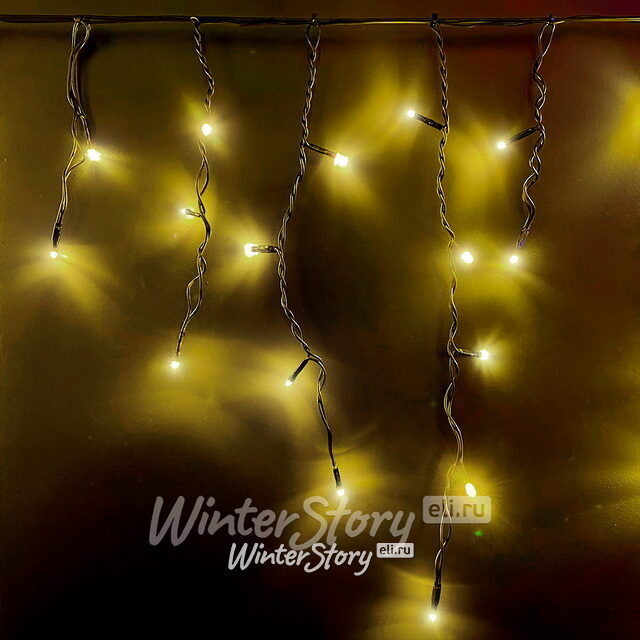 Светодиодная бахрома 3*0.5 м, 112 теплых белых LED ламп, черный КАУЧУК+ПВХ, соединяемая, IP54 Rich Led