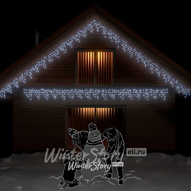 Светодиодная гирлянда Бахрома Rich Led Cap 3*0.5 м, 112 холодных белых LED ламп, прозрачный ПВХ, соединяемая, IP65 Rich Led