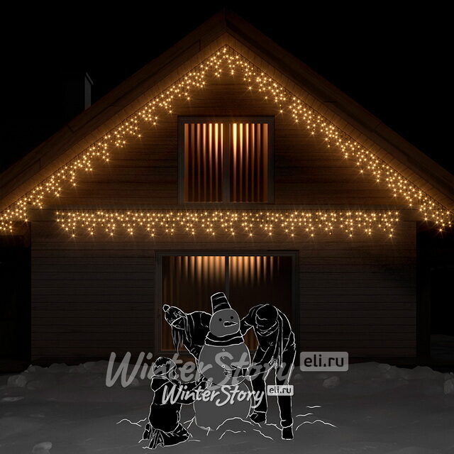 Светодиодная бахрома Rich Led Cap 3.1*0.5 м, 112 теплых белых LED ламп, черный КАУЧУК, соединяемая, IP65 Rich Led