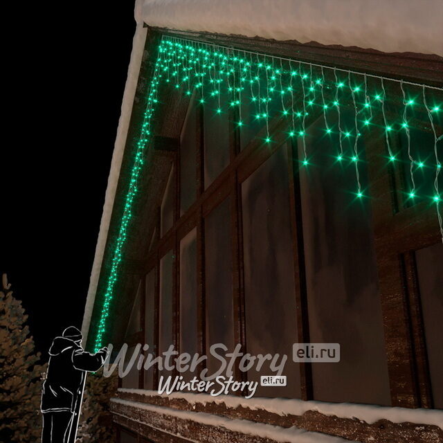 Светодиодная бахрома Rich Led Cap 3*0.5 м, 112 зеленых LED ламп, белый КАУЧУК, соединяемая, IP65 Rich Led