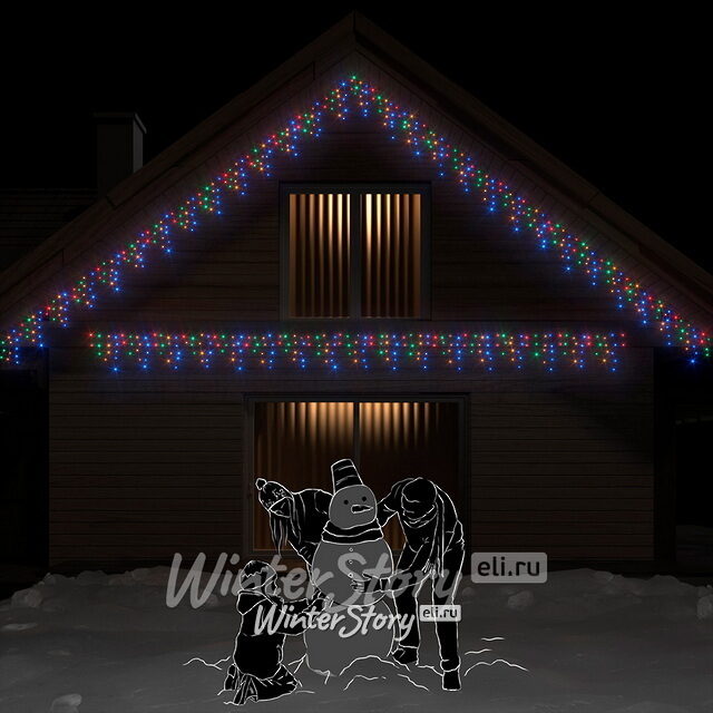 Светодиодная бахрома 3*0.5 м, 112 разноцветных LED ламп, прозрачный СИЛИКОН+ПВХ, соединяемая, IP54 Rich Led