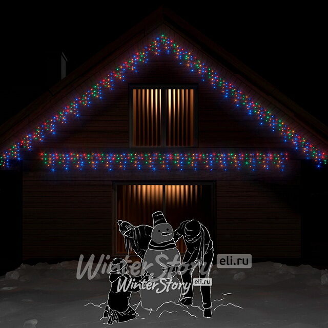 Светодиодная бахрома 3*0.5 м, 112 разноцветных LED ламп, мерцание, прозрачный СИЛИКОН+ПВХ, соединяемая, IP54 Rich Led
