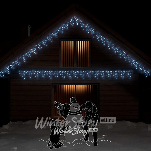 Светодиодная бахрома 3*0.5 м, 112 холодных белых LED ламп, мерцание, прозрачный СИЛИКОН+ПВХ, соединяемая, IP54 Rich Led