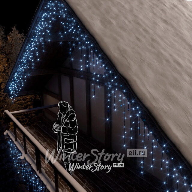 Светодиодная бахрома 3*0.9 м, 144 холодных белых LED ламп, мерцание, черный КАУЧУК+ПВХ, соединяемая, IP54 Rich Led