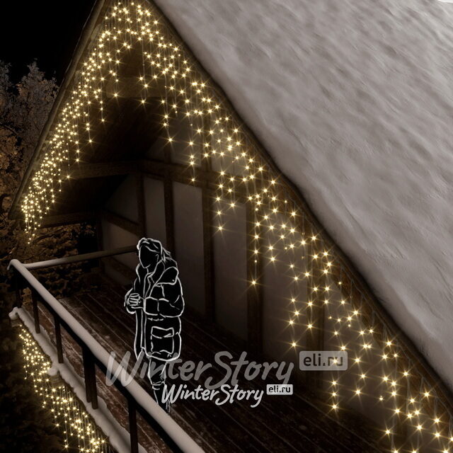 Светодиодная гирлянда Бахрома Rich Led Cap 3*0.9 м, 144 теплых белых LED ламп, мерцание, белый ПВХ, соединяемая, IP65 Rich Led