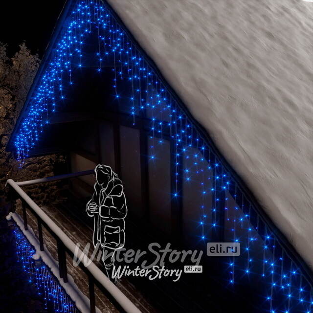 Светодиодная гирлянда Бахрома Rich Led Cap 3*0.9 м, 144 синих LED ламп, мерцание, белый ПВХ, соединяемая, IP65 Rich Led