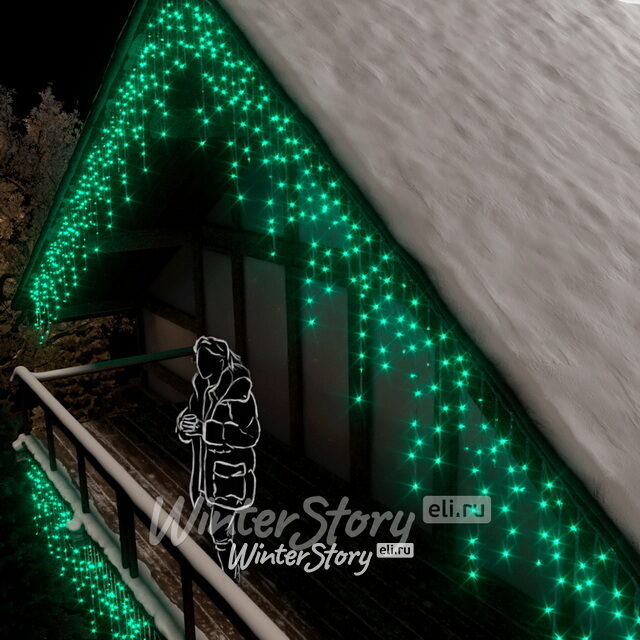 Светодиодная бахрома 3*0.9 м, 144 зеленых LED ламп, мерцание, прозрачный СИЛИКОН+ПВХ, соединяемая, IP54 Rich Led