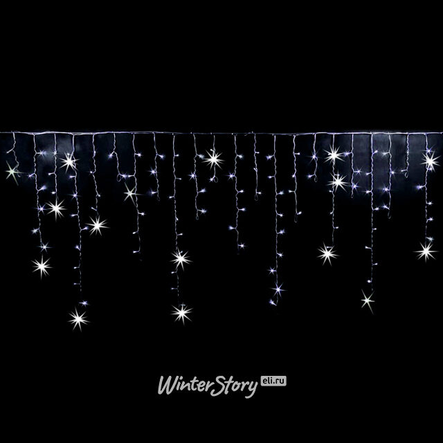 Светодиодная гирлянда Бахрома Rich Led Cap 3*0.9 м, 144 холодных белых LED ламп, мерцание, белый ПВХ, соединяемая, IP65 Rich Led