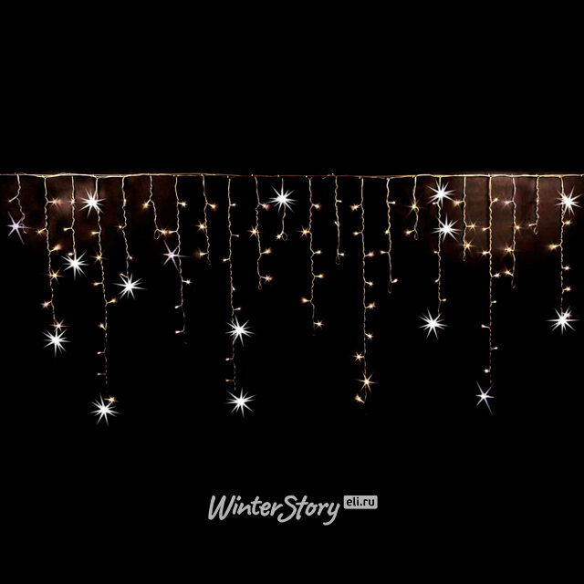 Светодиодная гирлянда Бахрома Rich Led Cap 3*0.9 м, 144 теплых белых LED ламп, мерцание, белый ПВХ, соединяемая, IP65 Rich Led