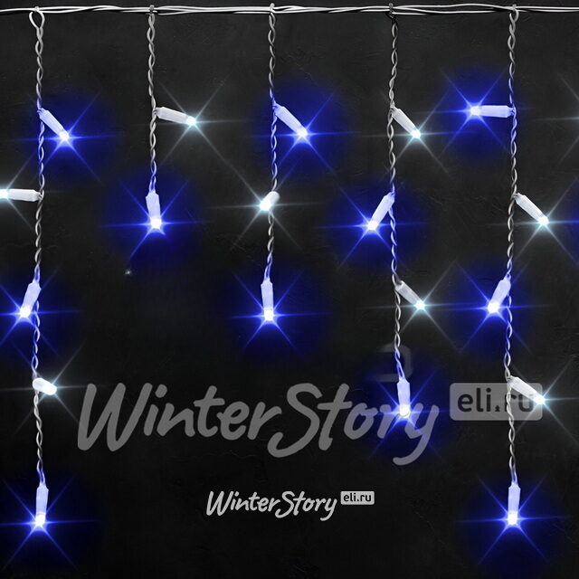 Светодиодная бахрома Rich Led Cap 3*0.5 м, 112 синих и белых LED ламп, белый КАУЧУК, соединяемая, IP65 Rich Led